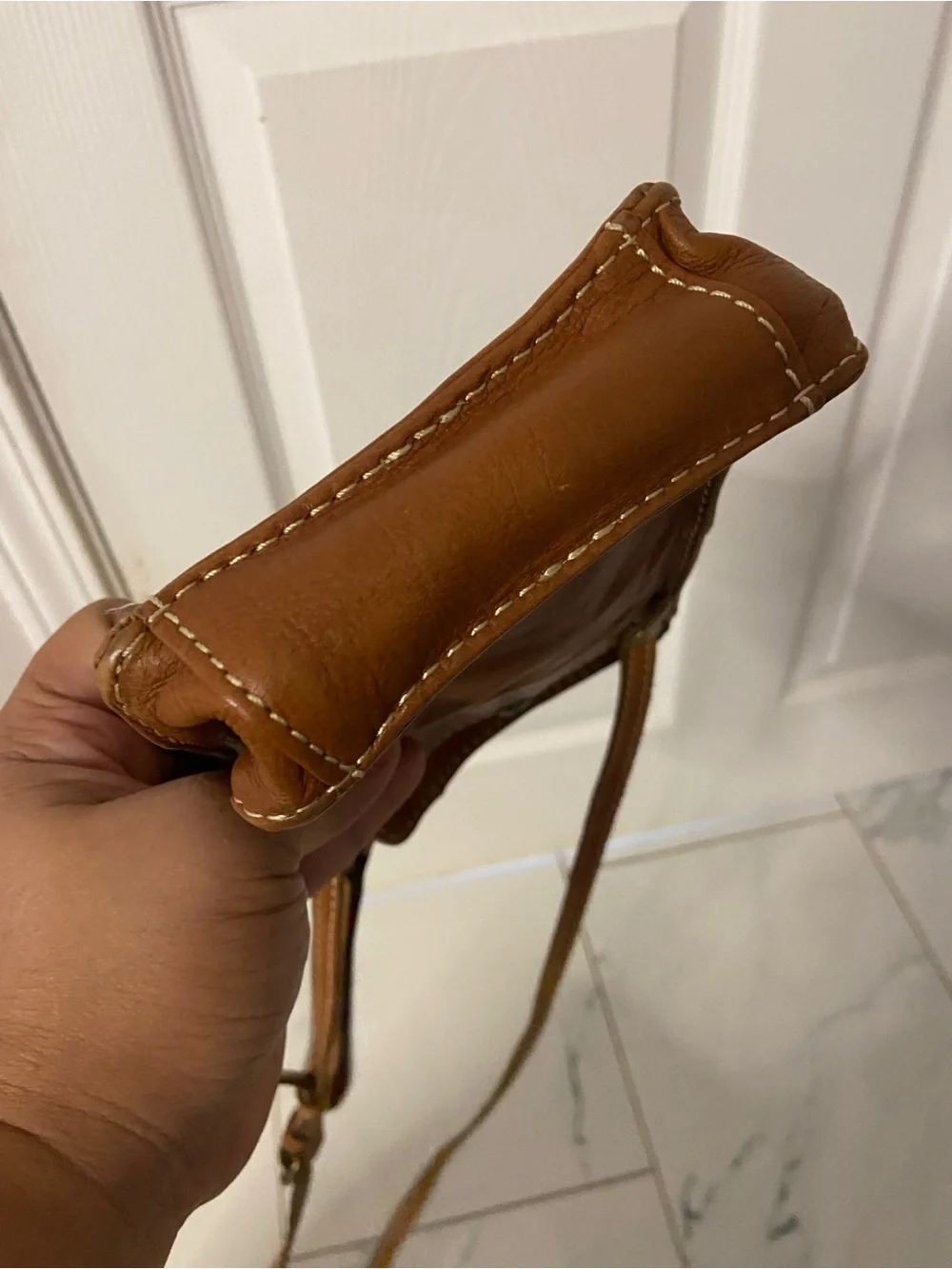 PATRICIA NASH Cognac Brown Soft Leather CONVERTIBLE Crossbody/Wrist Bag